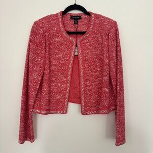 St John Jacket Womens 12 Pink Apple Multi Tweed Wool‎ Knit Blend Blazer New